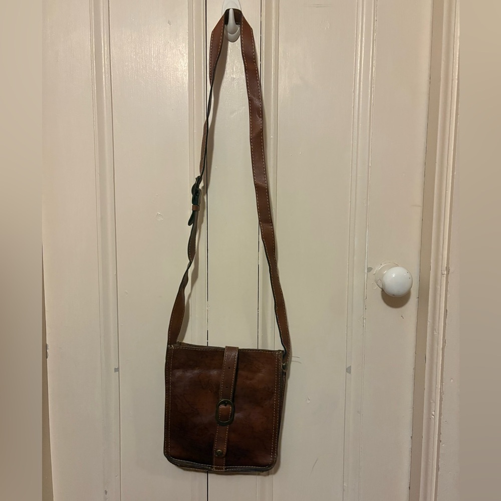 Vintage Patricia Nash Brown Leather Crossbody Bag